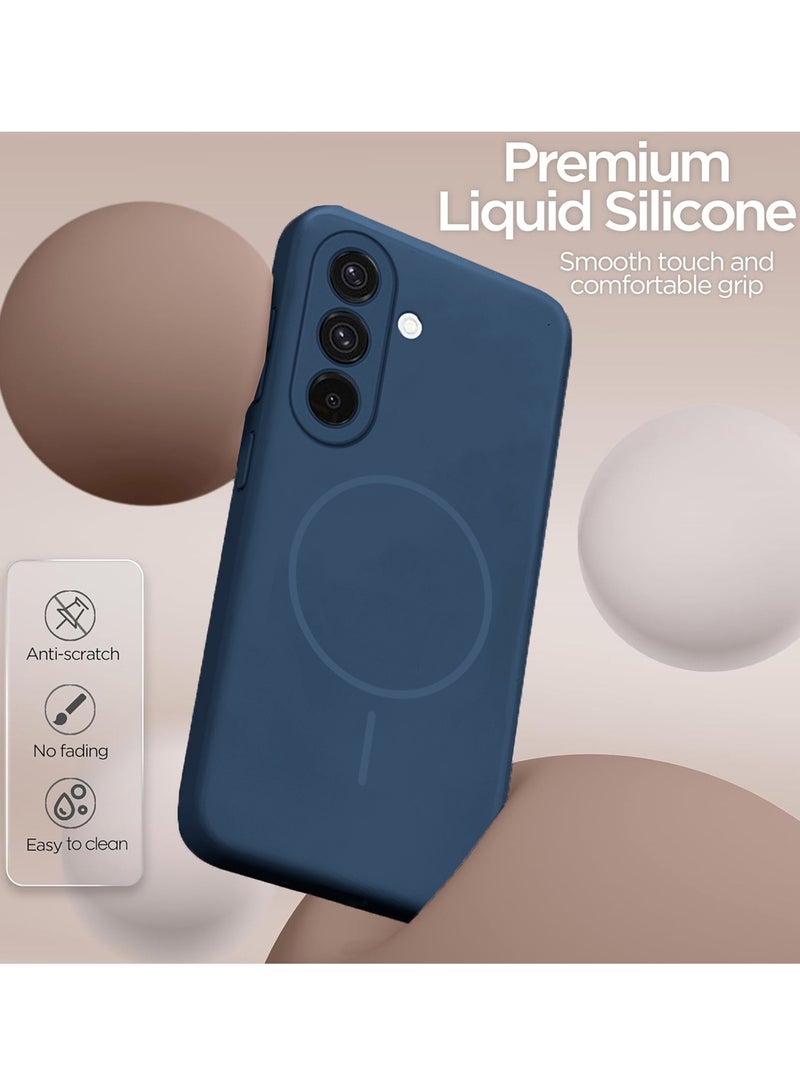 دبليو تيك سامسونج جالاكسي S26 بلس 5G 2026 غطاء حماية متوافق مع حلقة ماجسيف رقيقة من السيليكون السائل الفاخر (MCMPMN) - أزرق بحري - Image 3